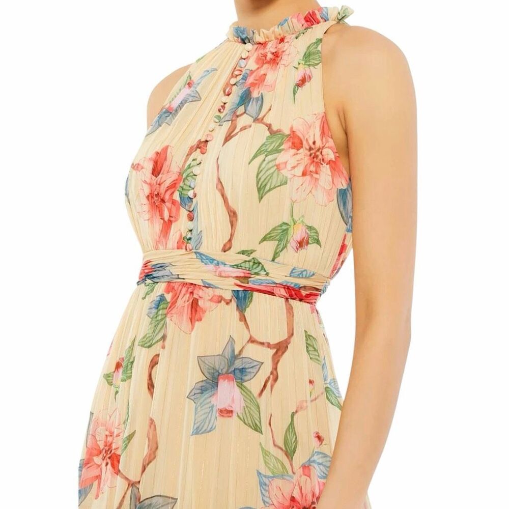 NEW Ieena Mac Duggal 70203 Floral Chiffon High Neck Maxi Dress 14 - Picture 2 of 14